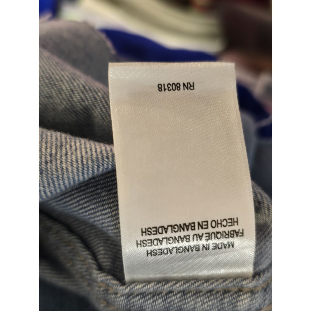 LUCKY BRAND Denim Western Shirt Pearl Snap Raw Hem Sawtooth Style Indigo Blue S - Picture 9 of 10
